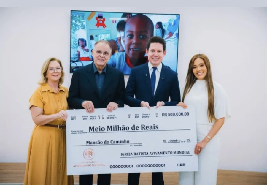 Bispo Bruno Leonardo doa R$ 500 mil à Mansão do Caminho e defende união entre religiões em ações sociais